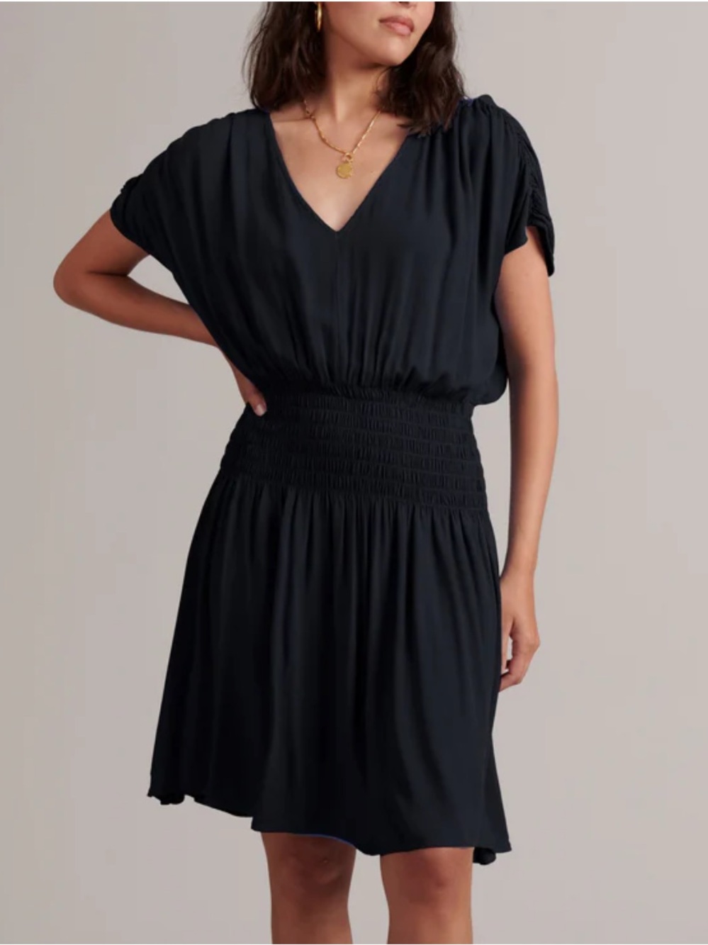 Reitmans Black Smocked Waist Mini Skirt Dress